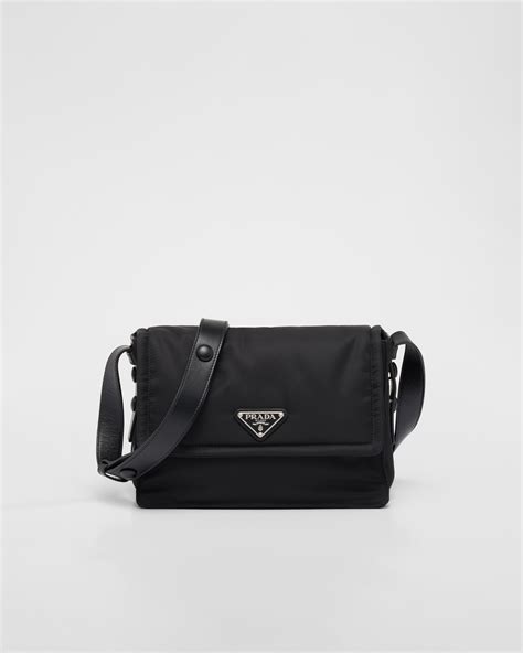 prada nylon crossbody blue|Prada padded nylon shoulder bag.